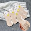 Female Summer Thin Cotton Breathable Sweat Absorbable Non Slip Heel Boneless Invisible Socks