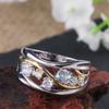 New Two Tone Gold Silver Color Finger Ring for Women Fashion Shape Cubic Zirconia Lady Wedding Engagement Ring Jewelry