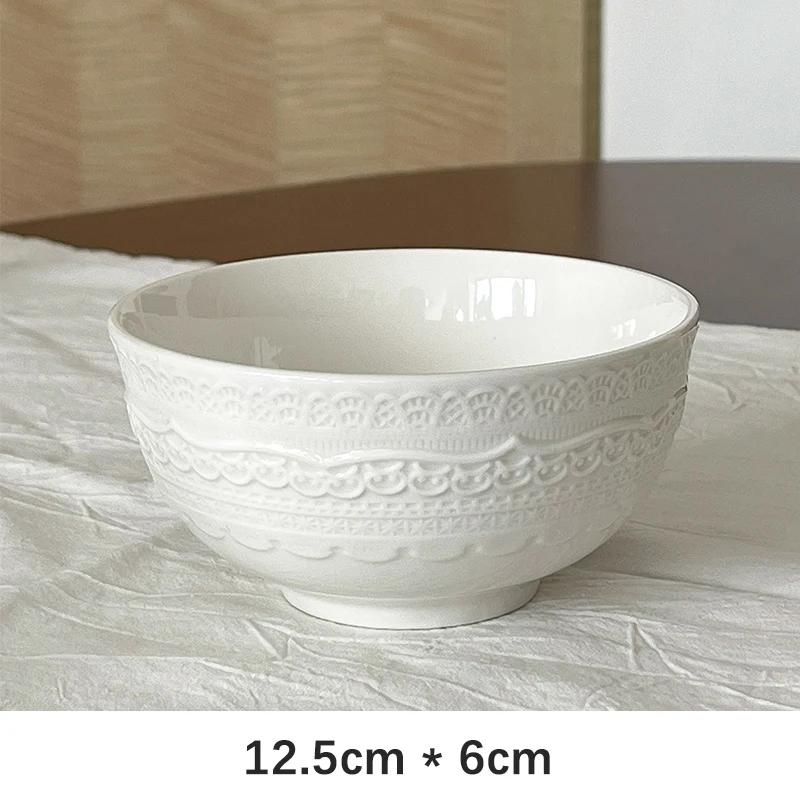 

Винтажная керамическая тарелка во французском стиле, креативный кружевной рельеф, бытовая фарфоровая посуда, тарелки для завтрака, тостов, хлеба, пирожных