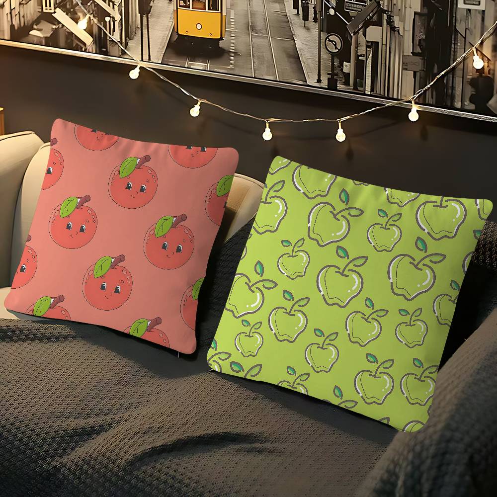 Cartoon Apple Simple Pillow Case Removable Washable Cushion Cover – All-Season Soft Linen