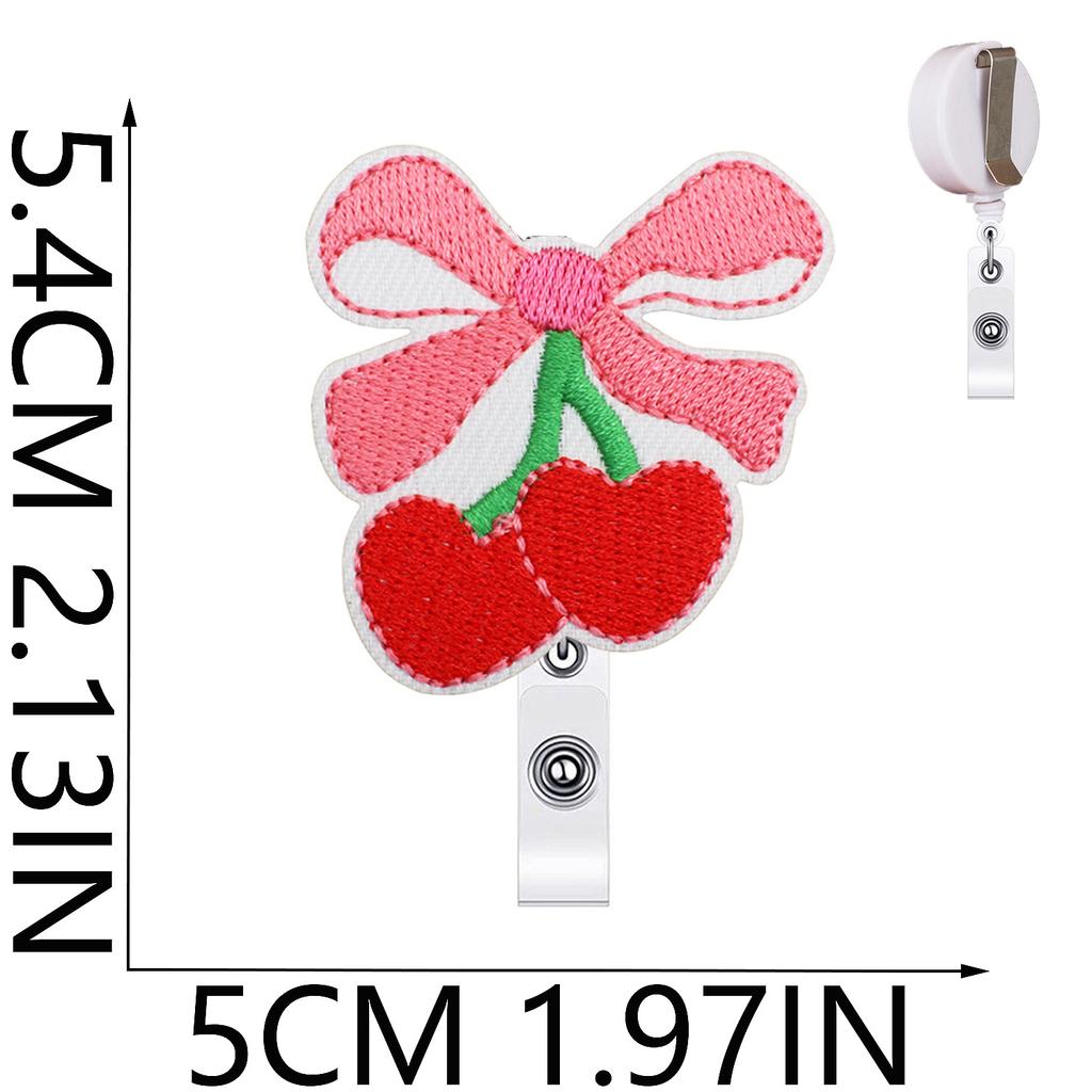 Id Clip Decorative Bow Embroidery Cloth Sticker Easy Pull Patch Sticker Cherry Bow Computer Embroidery Label Ironing