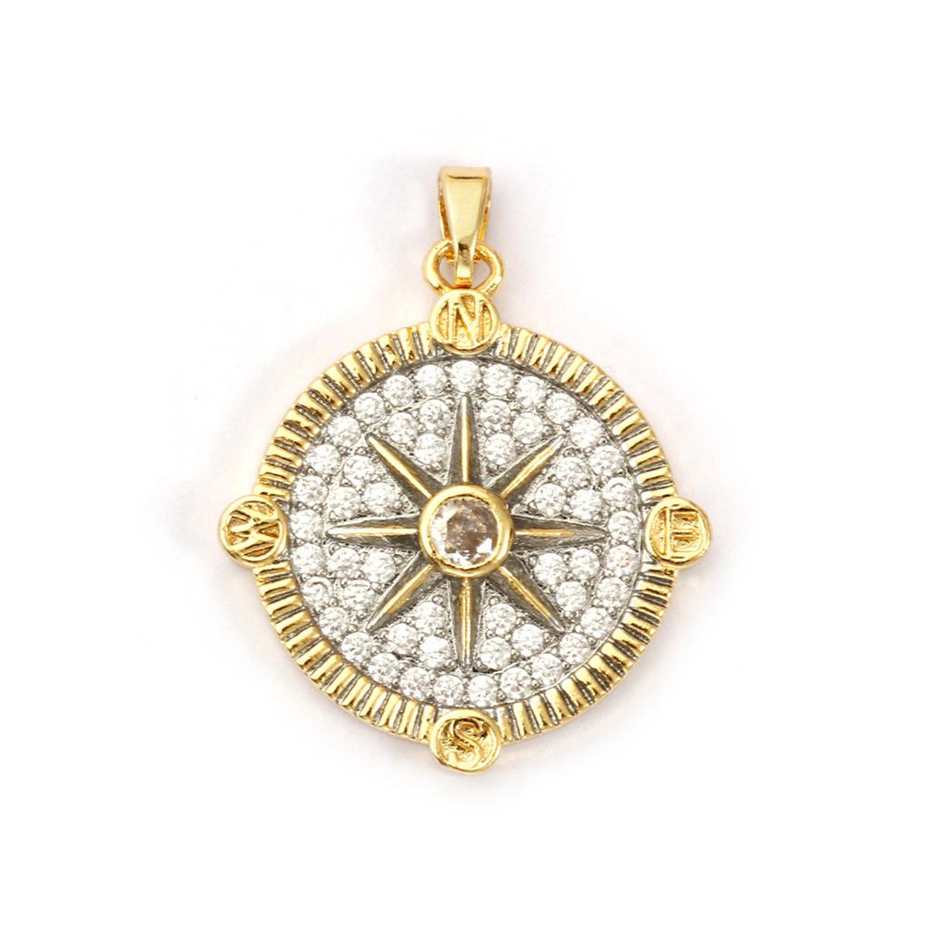 1 Stück Messing Anhänger 18K Gold Plated Sonnenblume Stern Micro Pave Klar Zirkonia Anhänger Für DIY Halskette Schmuckherstellung