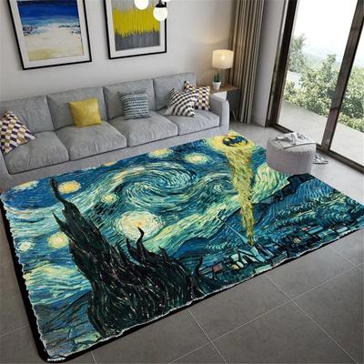 Vincent Van Gogh Starry Night Carpet Art Abstract Rugs Forest Night View Soft Floor Mat for Home Living Room Bedroom Dorm Decor