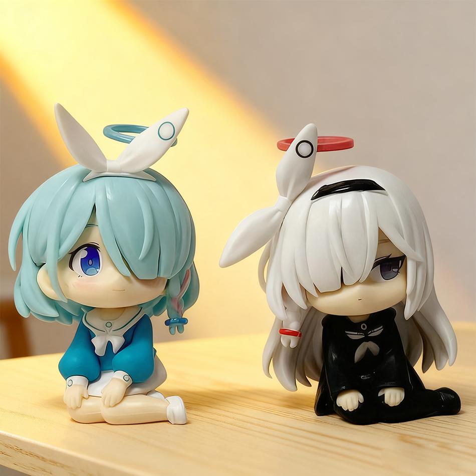 In Stock Blue Figure Anime P-rana Cute Q Version Desktop Standing Posture Animation Model Toy Gift Collection Ornaments PVC