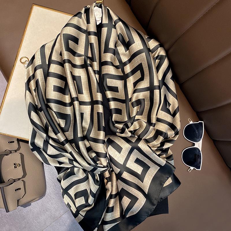 Damen 2022 Koreanischer Stil Langer Seidenschal: Frühlings-/Sommer-Sonnenschutz- & Klimaanlagen-Schal