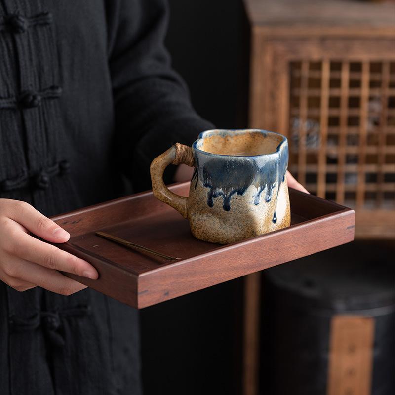 Coarse Pottery Water Cup Irregular Cup Ceramic Cup Special-Shaped Coffee Cup Home Silent Wind Home Retro Mug
