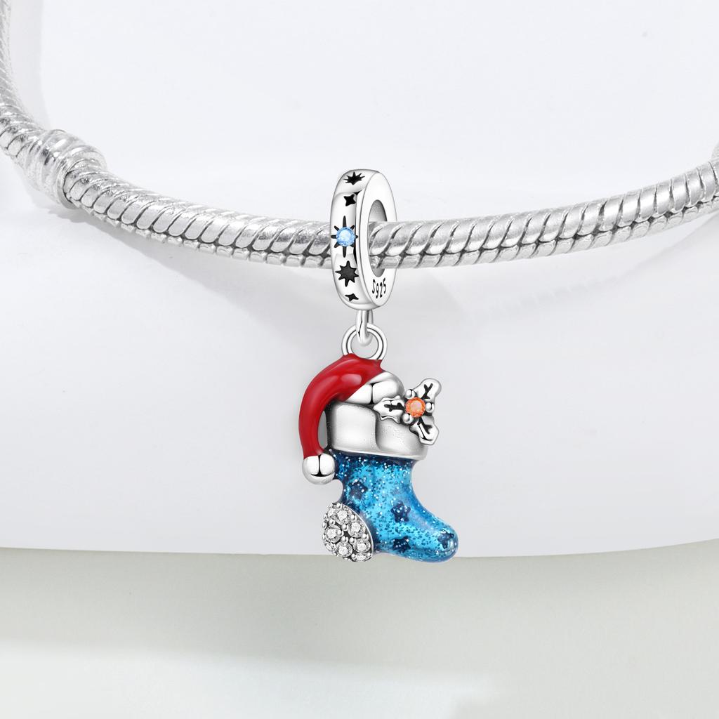 Copper Christmas Sock Pendant Beads Original Pendants Bracelet Charm Jewelry Party Diy Trendy Gifts