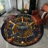 Viking Inspired Round Rug, Polyester Non-Slip Machine Washable Mat for Indoor Outdoor Living Room Bedroom Office Decor