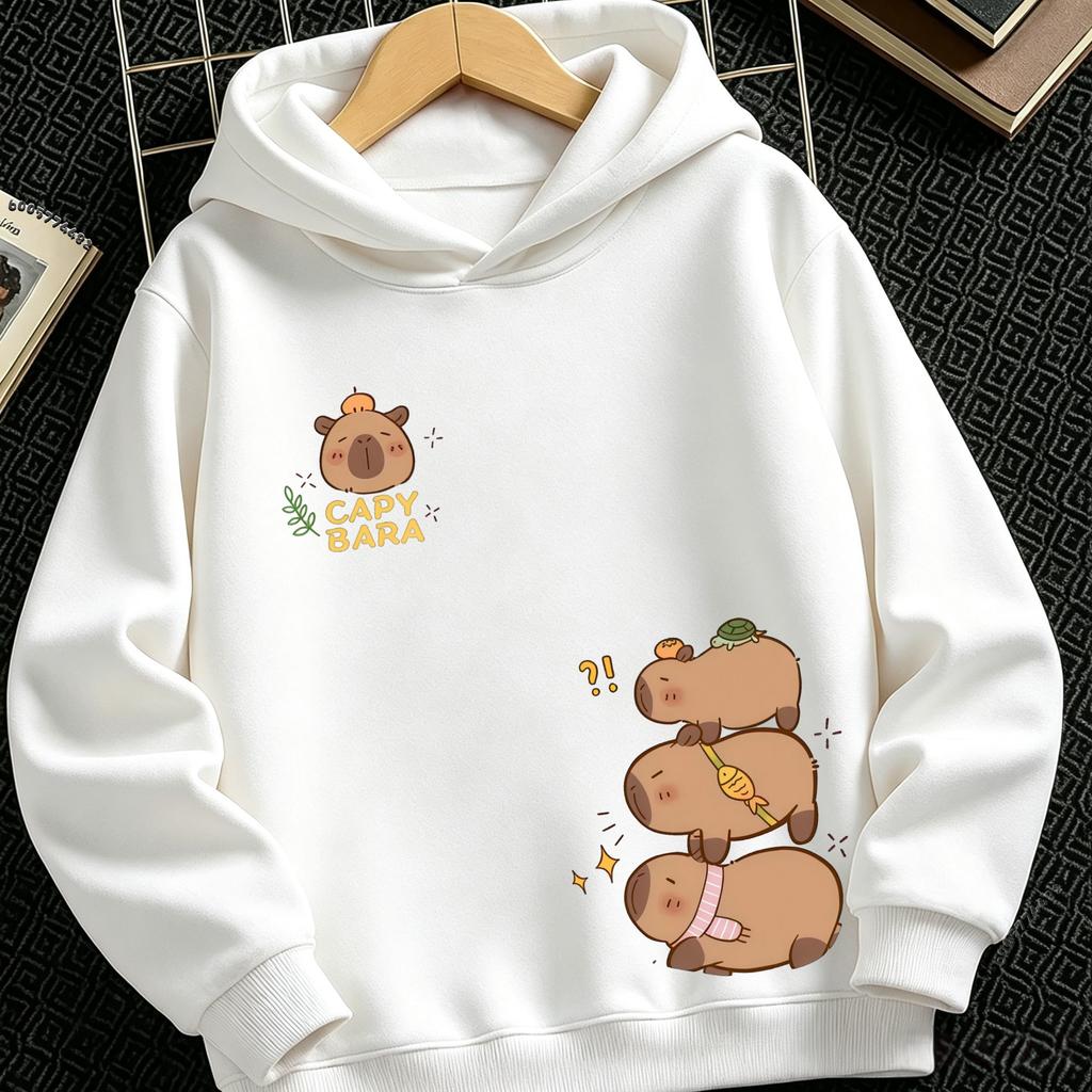 Boys Girls Cartoon Kids Hoodie Lovely Animal Graphic Loose Casual Pullover Hooded Sweatshirt For Children