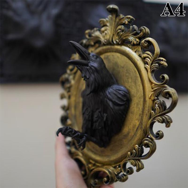 Gothic Art Resin Animal Head Wall Decor Baroque Style Wall Hangings Frame Vintage Bat Wall Sculpture Home Decor Gothic Statue