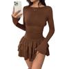 European and American New Women's Clothing Autumn and Winter Solid Color Slim-Fitting Elegant Long-Sleeved Dress for Women with a High-End Feel