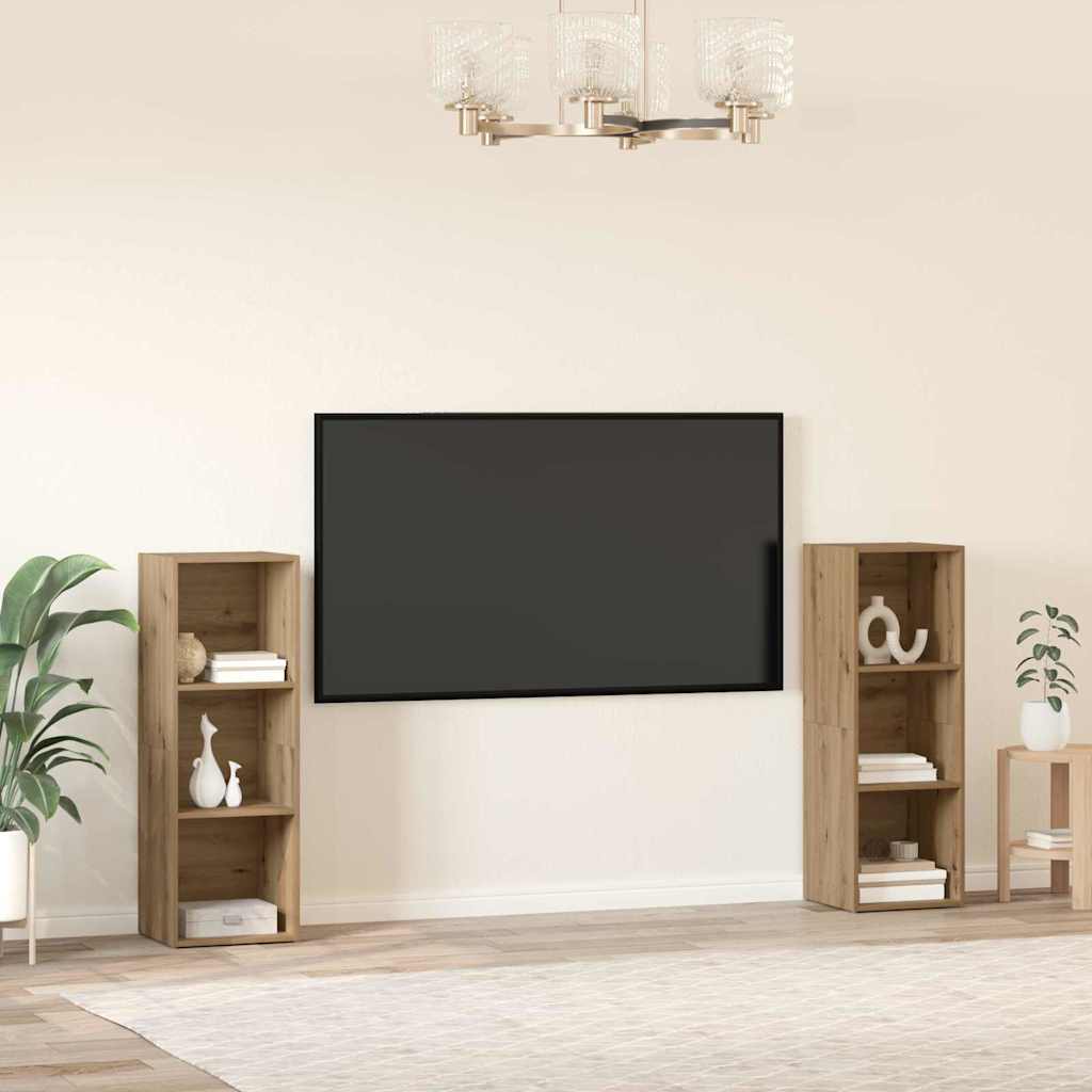 Wall Mounted TV Cabinet Set 2 pcs Artisan Oak Finish 107 x 35 x 37 cm
