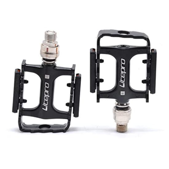 Litepro Folding Bike 3 Sealed Bearing Pedals Quick Release 412 Steel Axle Pedals for Brompton (Black)