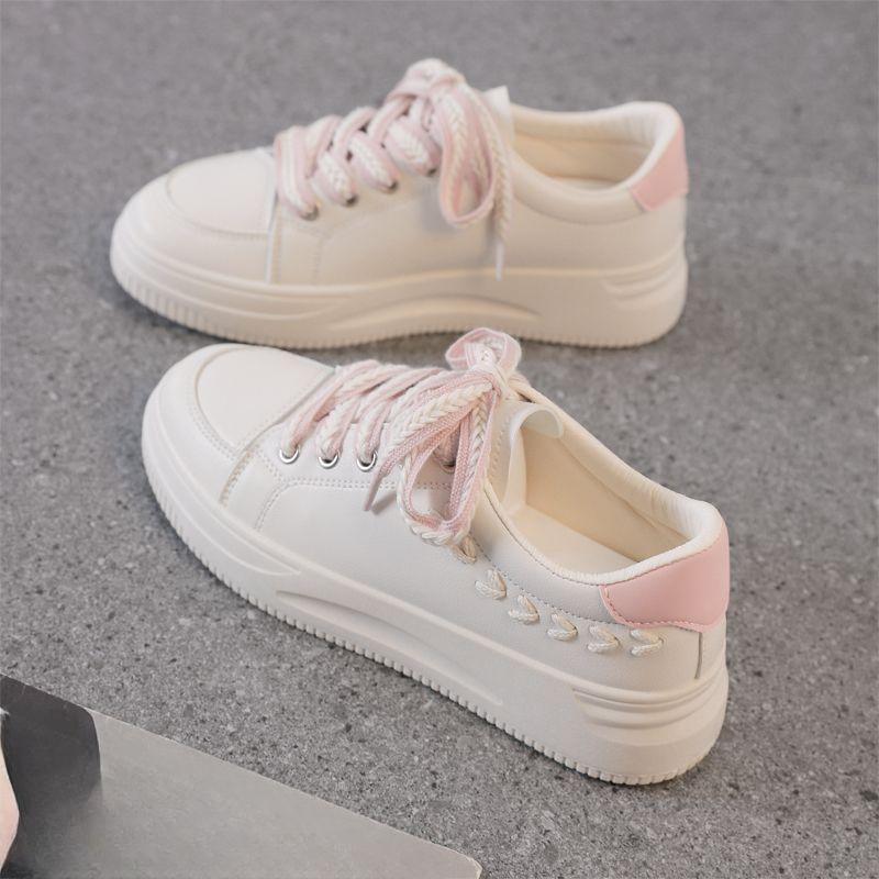 Spring and Autumn New White Shoes Female Classic Style Student Versatile Casual Leather Sports Platform Board Shoes