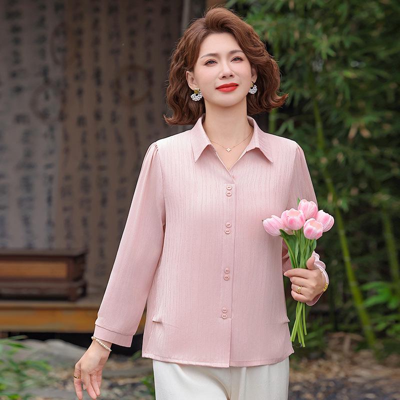 Stylish Summer Lapel Shirt for Mothers - New 2026 Arrivals, Three-quarter Sleeves for Middle-Aged and Elderly Women