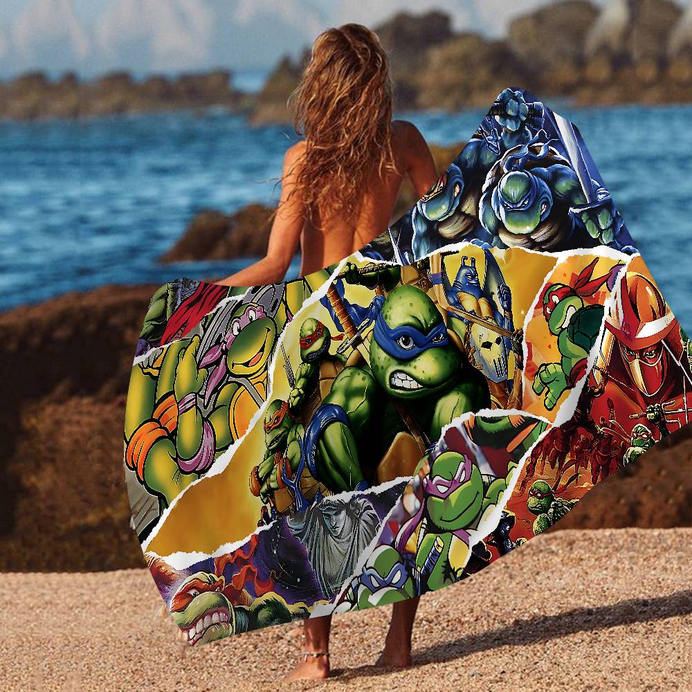Cartoon N-Ninja Turtles Microfiber Printed Beach Towel Mountain Climbing Yoga Beach Swimming Running Absorbent Soft Towel