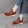 Women's Thick Sole Genuine Leather Dad Shoes - Height-Increasing, Casual Autumn/Winter Sports Sneakers