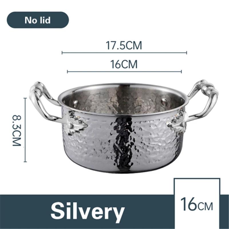 304 Stainless Steel Hammer Printed Golden Hot Pot 16cm Commercial Single Pot One Person and One Pot for Induction Cooker Pots