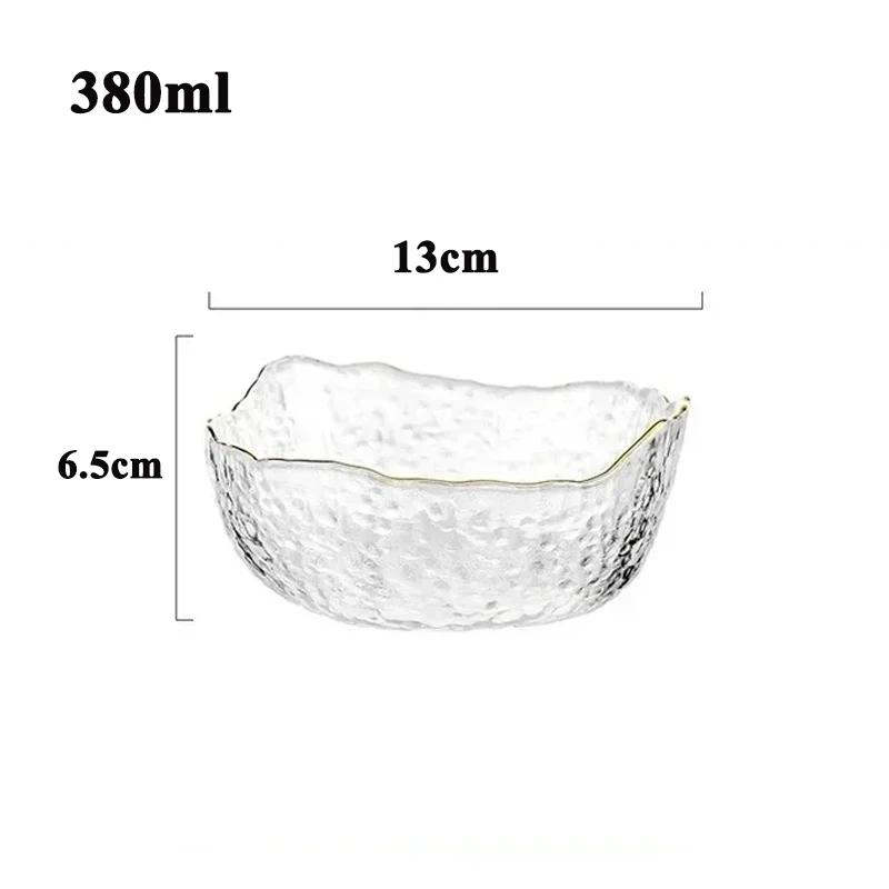 

Японская неправильной формы стеклянная обеденная миска с золотым краем, для фруктов, салата, кухонная посуда для декоративных маленьких закусок