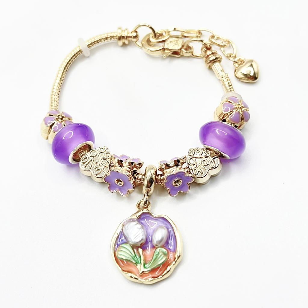 18K Gold-Plated Alloy Bracelet for Women - Charming Gold Flower Crystal Zircon Punk Valentine's Day Gift
