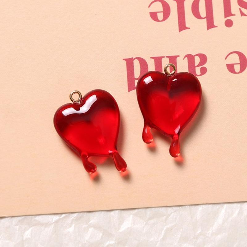 Summer Love Drop Blood Pendants with Hole Color Heart Hang Tags Acrylic Jewelry Necklace Pendant DIY Accessories
