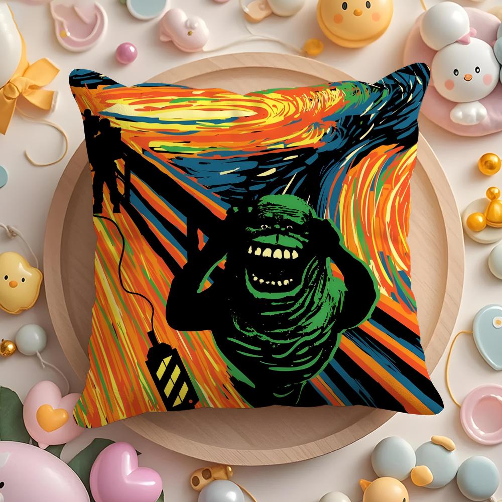 Edvard Munch The Scream Abstract Cushion Cover Plush Fabric Soft Double-Sided Printed Sofa Warm Winter Home Gift Pillow Cover