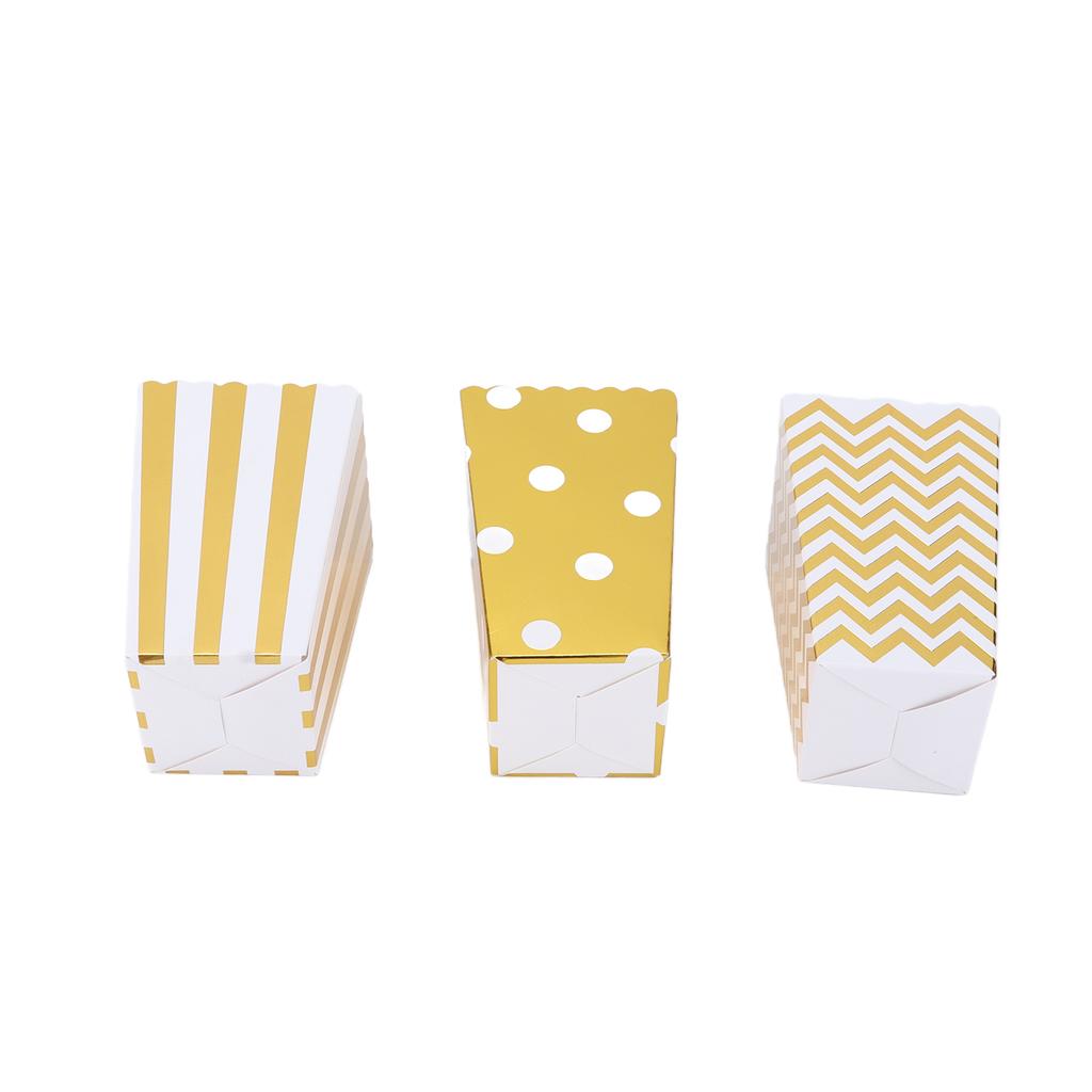 36PCS Popcorn Boxes Paper Large Capacity Top Opening Lightweight Portable Popcorn CupsGold