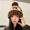 Jacquard Knit Knitted Beanie Hat 55cm To 62cm Warm Wool Blend Hat Outdoor Activity