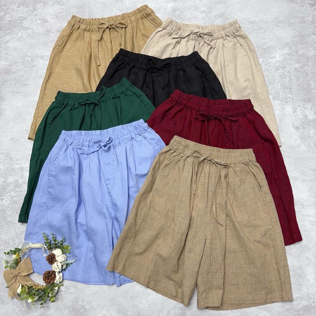 Johnature Japanese Summer Solid Color Comfortable Casual Elastic Waist Women Shorts
