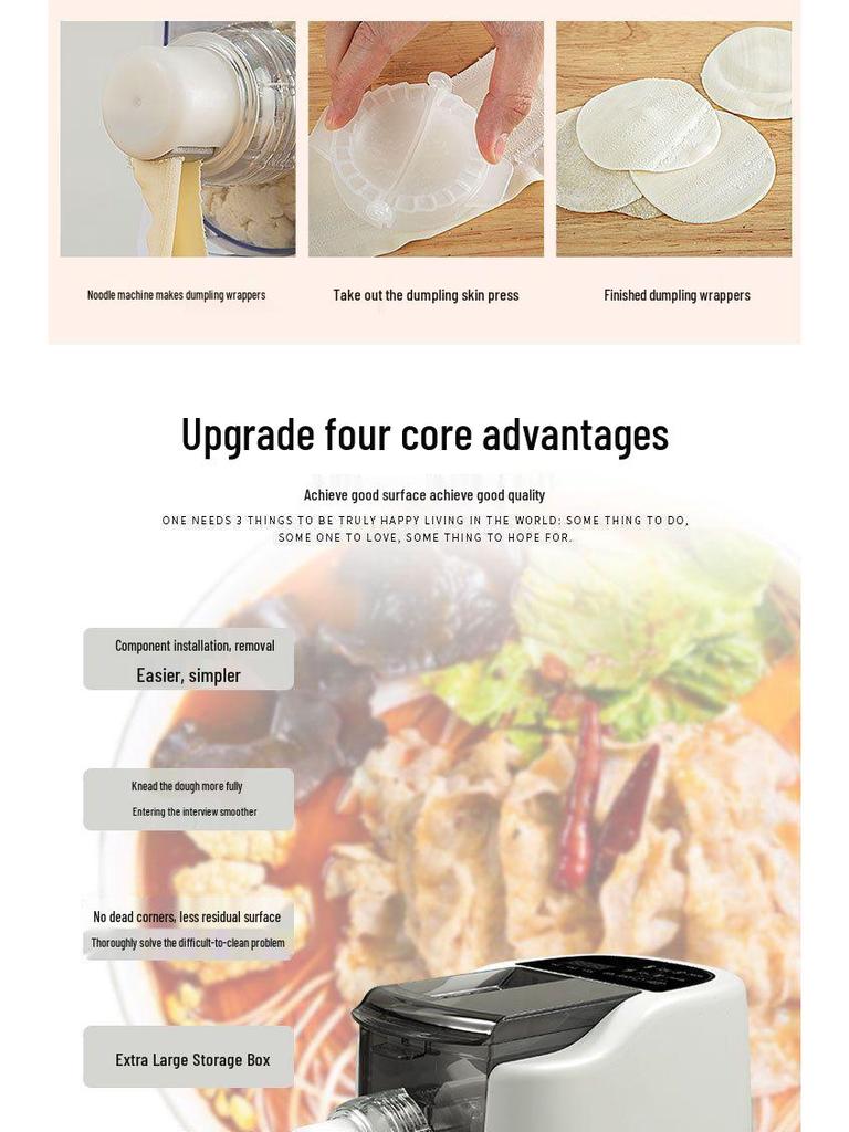Compact Electric Multifunctional Noodle Maker: Automatic Dough Press, Kneader, and Dumpling Skin Mixer