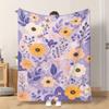 1pc Flannel Blanket Beautiful Floral Purple Background Soft Comfortable And Warm This Nap Blanket/Sofa Blanket Is Suitable for All