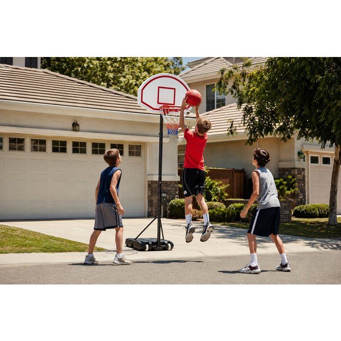 Panier de basketball - REZO - Réglable de 1,65 à 2,10 m - Deux roues - Livré avec un ballon et une pompe
