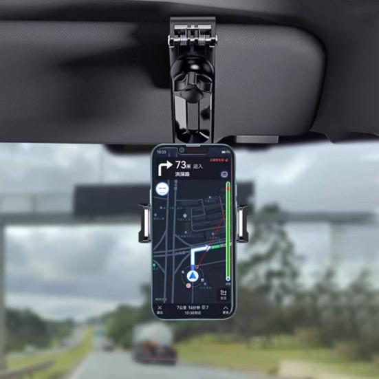 Sun Visor Phone Holder Secure Car Phone Mount Anti-Slip Clamp 360-Degree Rotatable Adjustable Car Phone Holder for Most Smartphones