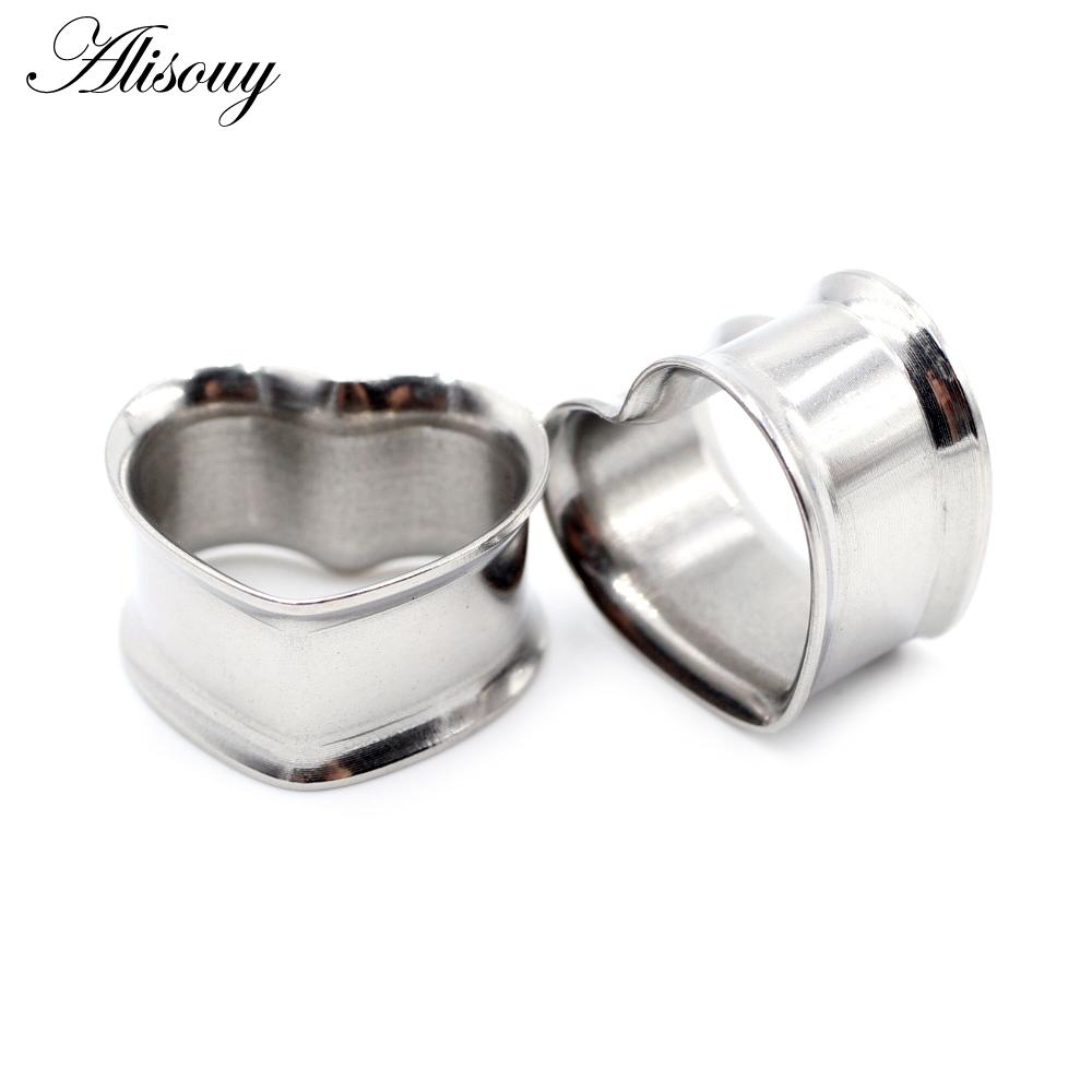 Alisouy 2 pezzi 8mm-30mm Acciaio Inossidabile 316L Amore Cuore Tunnel Auricolari Plug Expander Stretcher Gauge Orecchini Gioielli Piercing Corpo