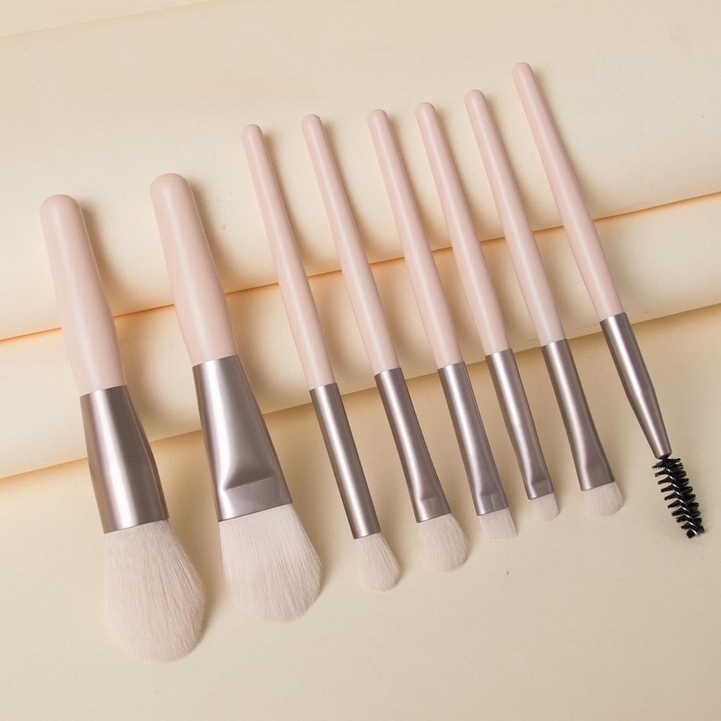 Spot 8 Mini Morandi Portable Makeup Brush Set - Soft Bristles, Includes Eyeshadow Brush