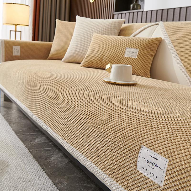 Solid Color Corduroy Sofa Cover Modern Simple Four-Season Universal Non-Slip Living Room Sofa Cushion Backrest Armrest Towel