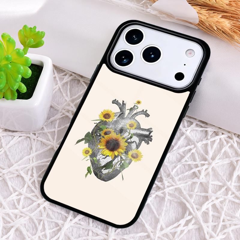Flower Heart Phone Case for iPhone 17 Air 16 15 11 12 14 13 Pro Max Shockproof Cover