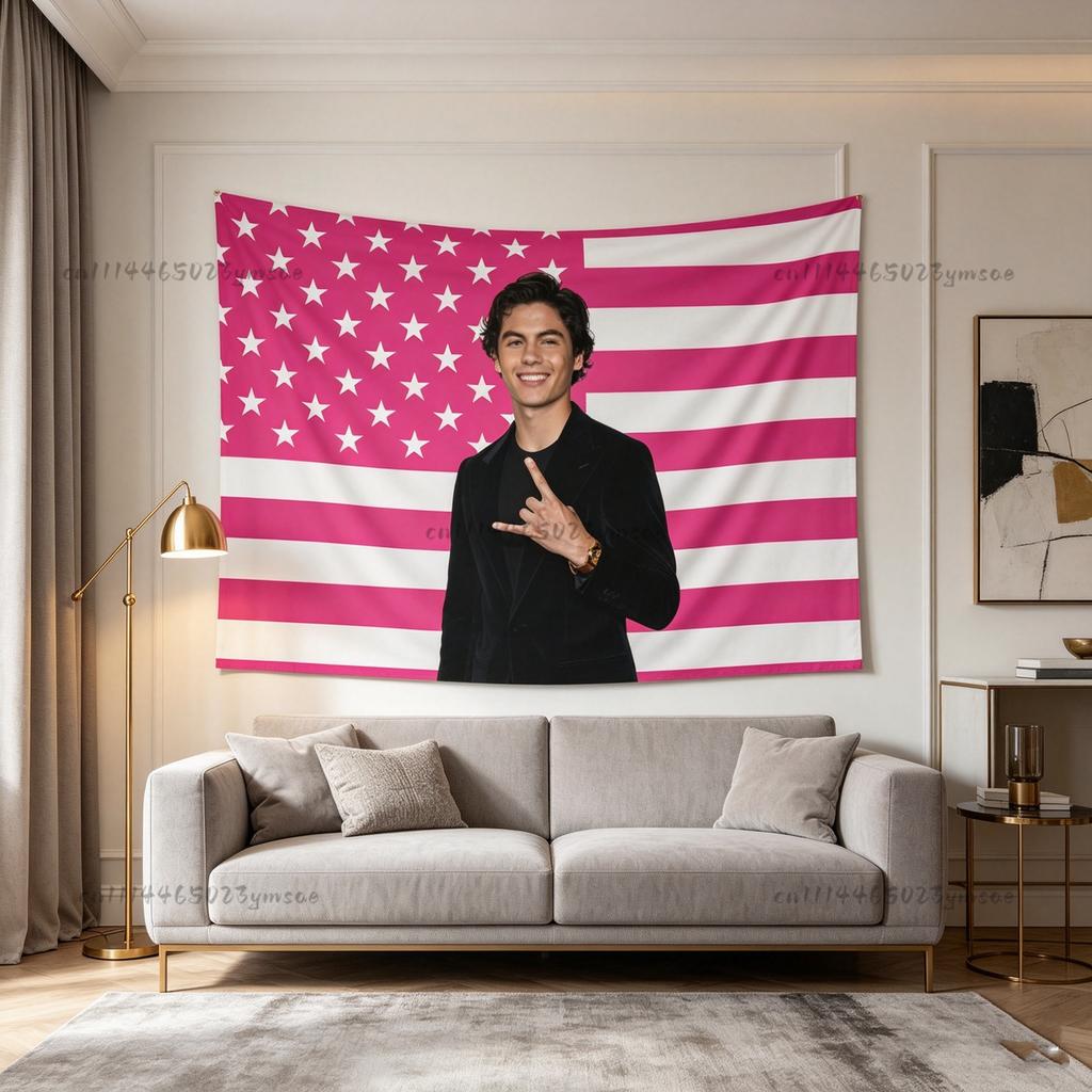 Unique Tapestry M-Miguel M-Mora Pink American Flag Indoor Wall Tapestries Aesthetic Bedroom Background Cloth Wall Art Decor
