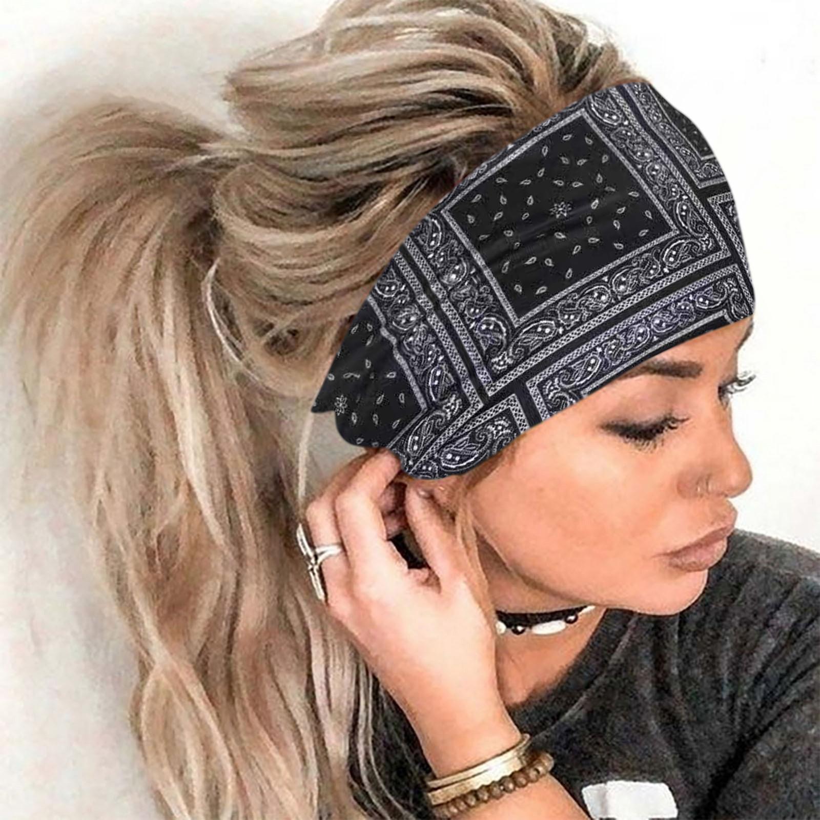 

Женская повязка на голову с принтом, спортивная повязка для волос с широким краем, повязка на голову для йоги, мягкая повязка для волос, головной убор, повязка для волос One Size разноцветный