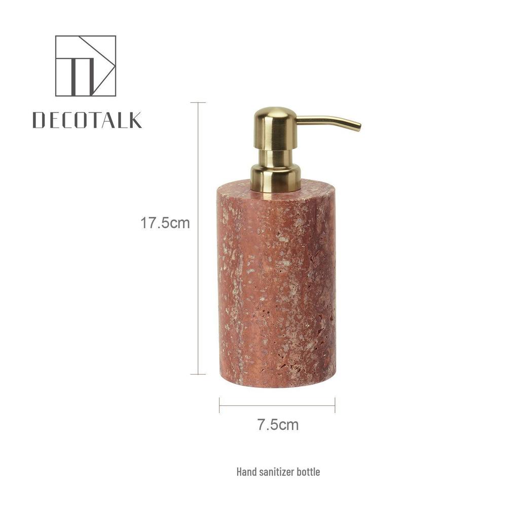 DecoTalk Wabi-sabi Red Travertine Bathroom Washbasin Set with Aromatherapy Tissue Box Tray