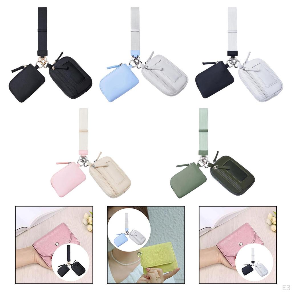 Keychain Bracelet Wallet Card Storage with Zipper Bag Double Bags for Traveling Street