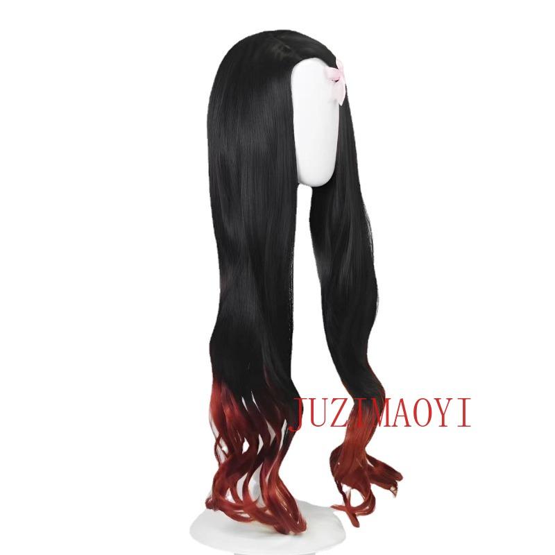 Nezuko Cosplay Περούκα Cosplay Κυματιστή Μαύρη Πορτοκαλί Ντεγκραντέ Περούκα Cosplay Συνθετικές Περούκες Ανθεκτικές στη Θερμότητα