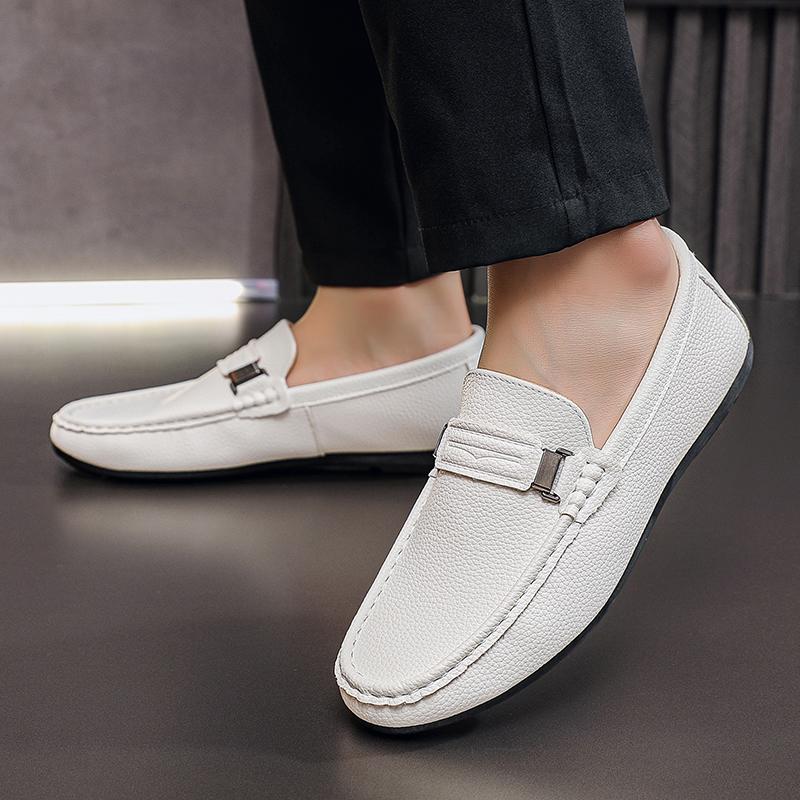 Fashion Leather Mens Loafers Luxury Brand Men Casual Shoes Lightweight Slip On Walking Boat Shoes Comfortable Lazy Driving Shoes
