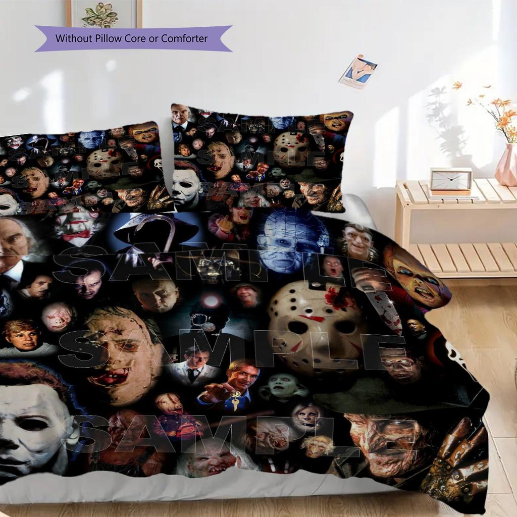 Horror Icons Collage Threepiece Set 1 Duvet Cover 2 Pillowcase Without Core Bedding Set Soft And Comfortable Christmas Birthday Gift