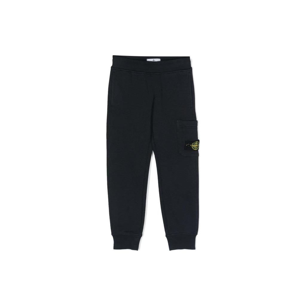 STONE ISLAND Long Pants Kids Solid Fit Low Waist Logo Navy Blue Kids Bottoms 801661540-V0020