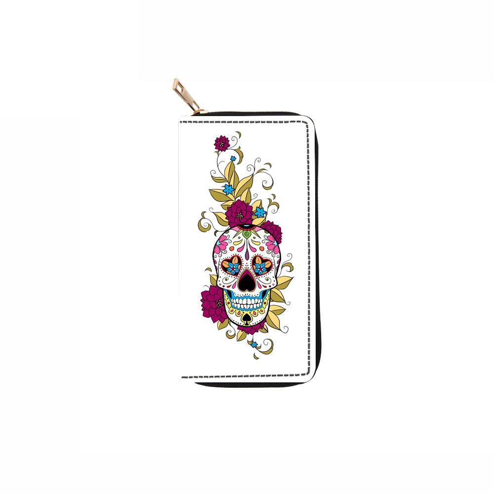 

Skull long zipper wallet, card bag, clutch bag, wallet.