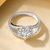 Rrjzz 6x6mm Heart Shape CZ Simulated Diamond Halo Wedding Ring Plated Gold Silver Color Women Engagement Rings Luxury Jewelry
