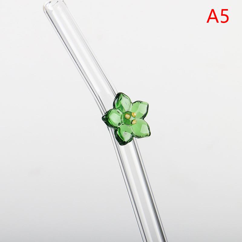 Flower Glass Straw Reusable Drinking Straws Cute Straw For Festival Party Wedding Cocktail Bar Beachs