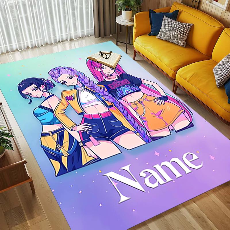 Personalized Name Huntrix Name Living Room Non-Slip Area Rug Soft Carpet for Bedroom Playroom Sofa Office Home Decor Doormat