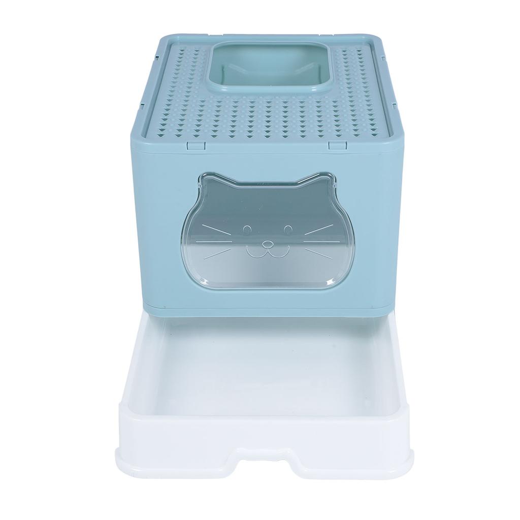 Enclosed Cat Litter Box Anti Splashing Easy to Clean Odor Control Large Top Entry Foldable Kitty Litter Tray with Lid